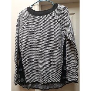 LOFT size small black and white sweater with buttons along the sides